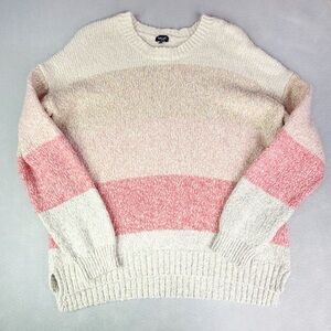 SPLENDID Multicolored Striped Crew Neck Long Sleeve Pullover Hi-Lo Sweater Large